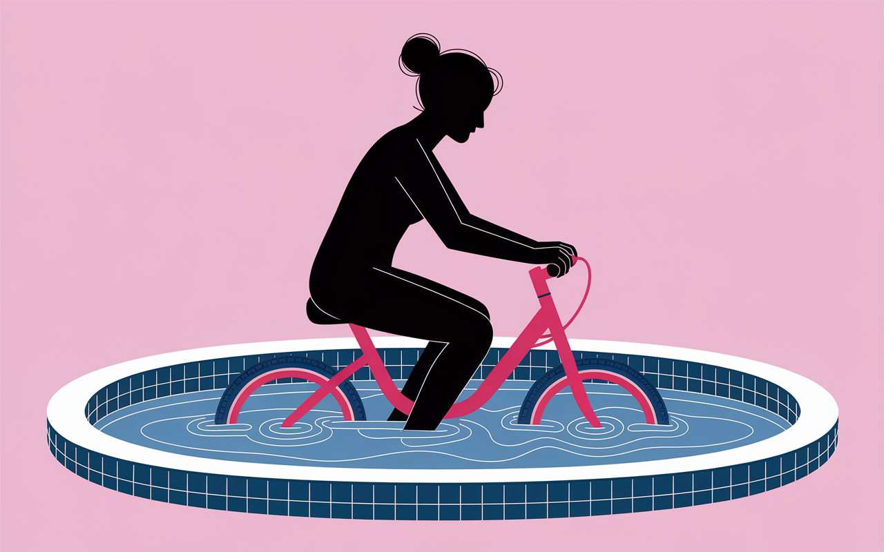 aquabike back knee pain illustration