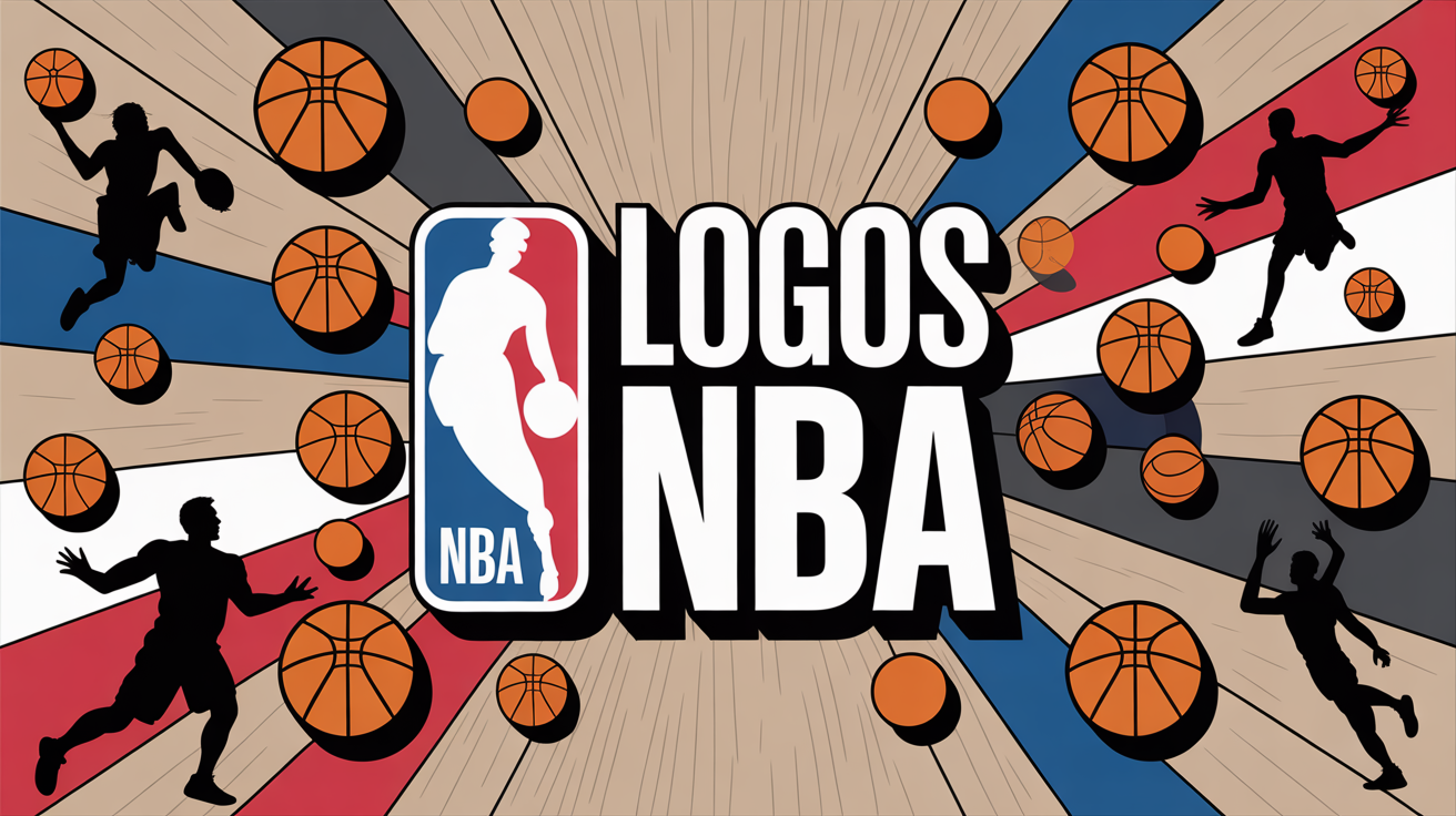 Fresque emblemes NBA stylises basket couleurs vives
