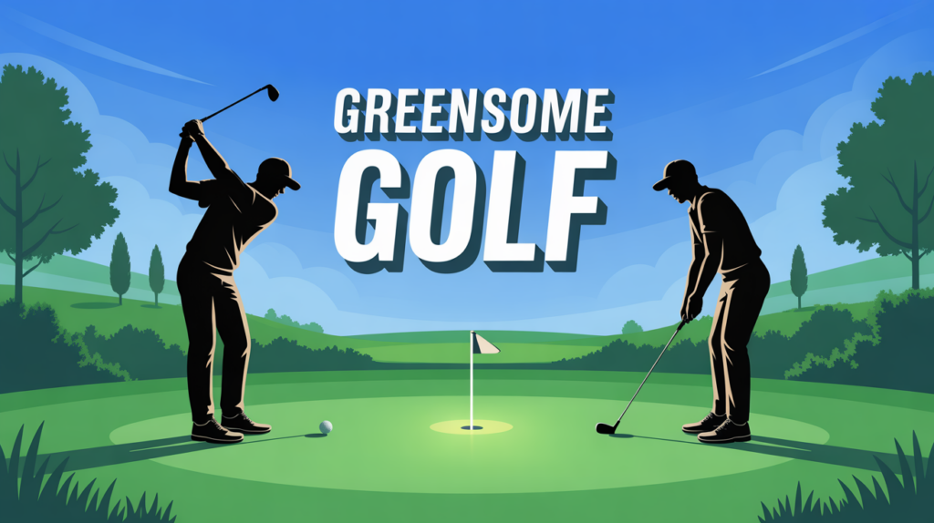 Illustration greensome golf joueurs sur green