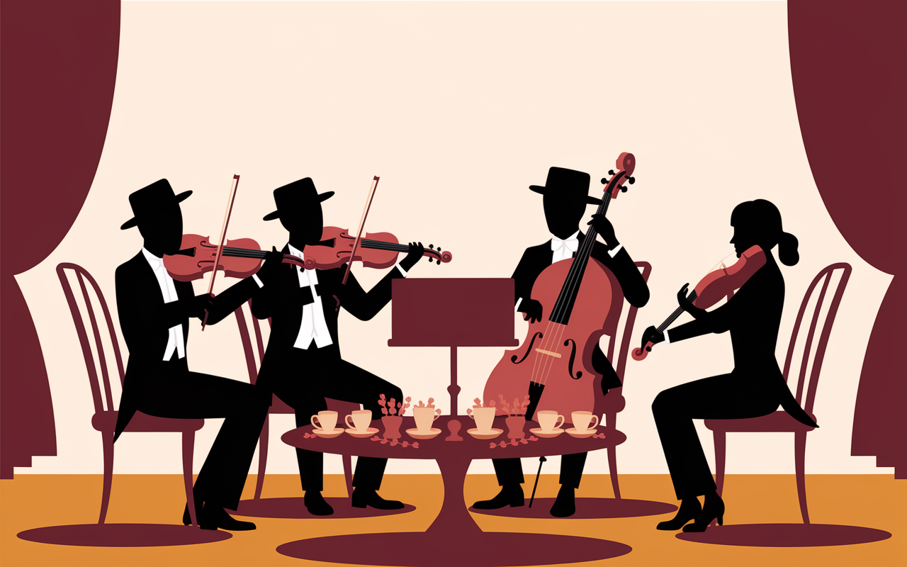 Chamber music, string quartet, cozy salon