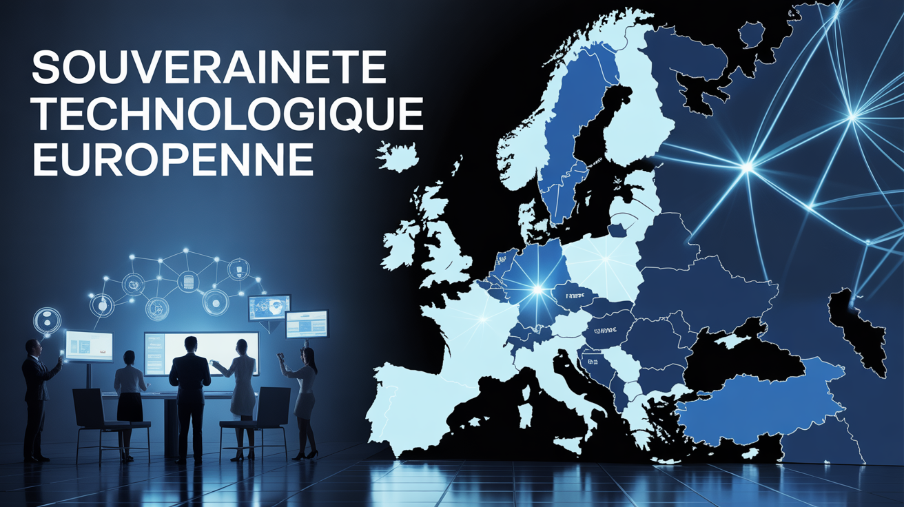Carte Europe réseaux silhouettes innovation technologique