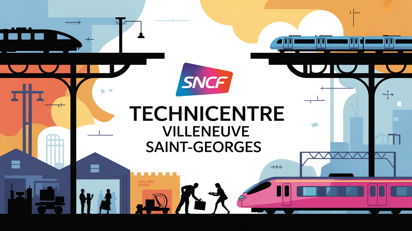 Illustration moderne du technicentre SNCF Villeneuve-Saint-Georges