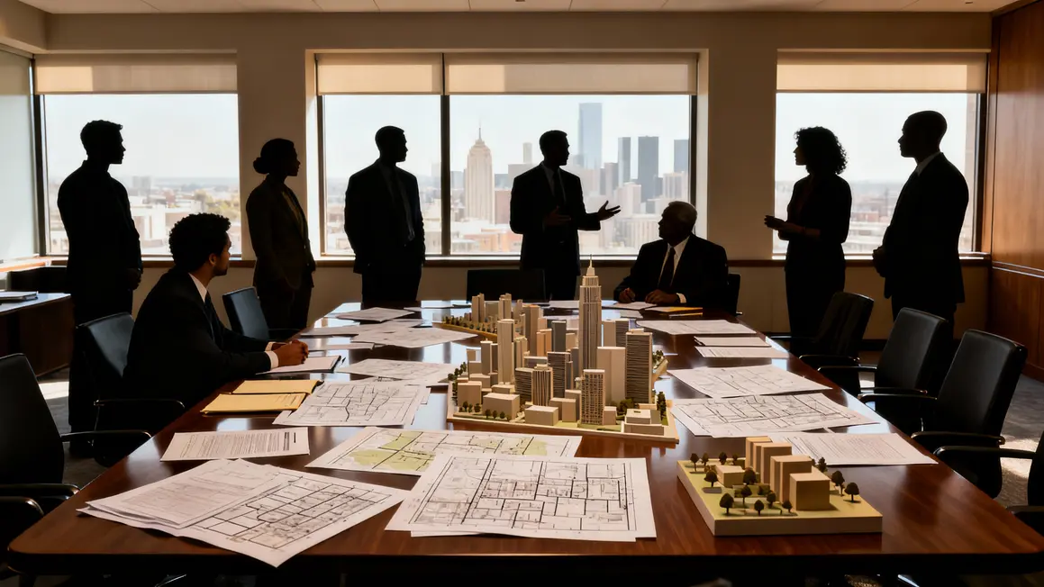 Architects and lawyers review urban plans in Washington DC